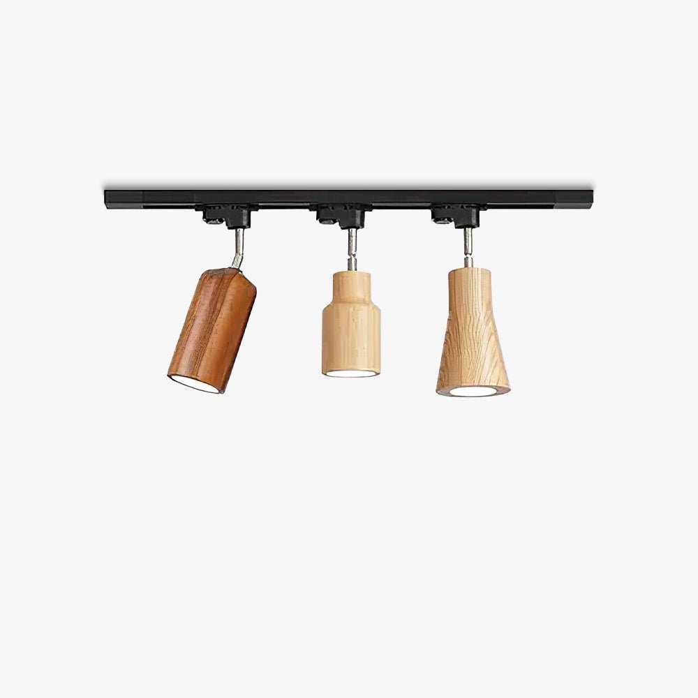 Modern Industrial Track Light - Adjustable Metal and Wood Ceiling Fixture