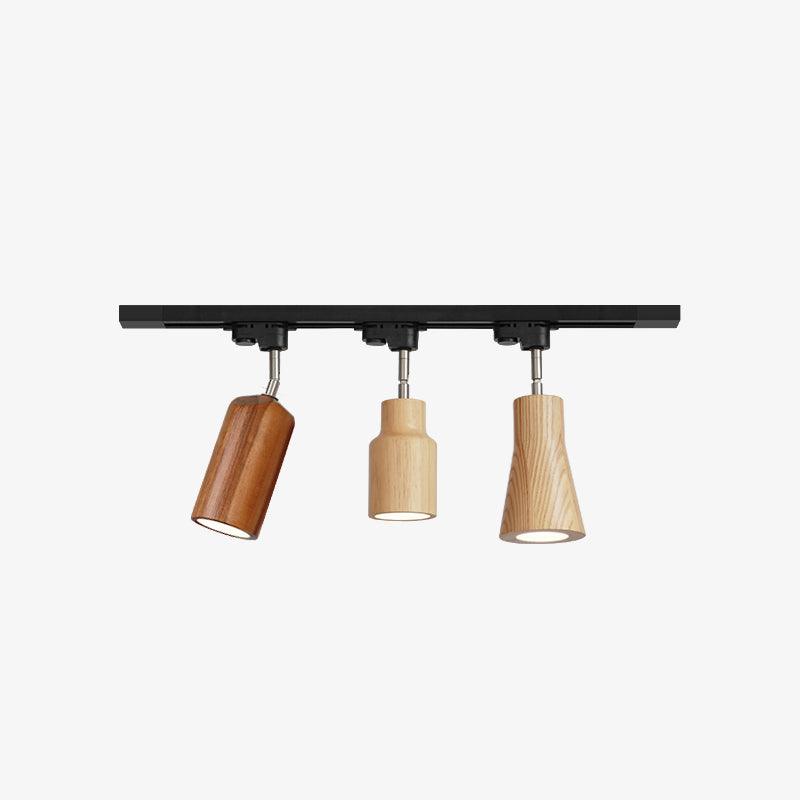 Modern Industrial Track Light - Adjustable Metal and Wood Ceiling Fixture