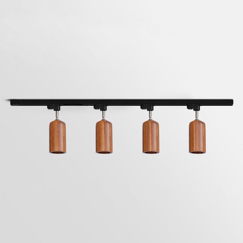 Modern Industrial Track Light - Adjustable Metal and Wood Ceiling Fixture