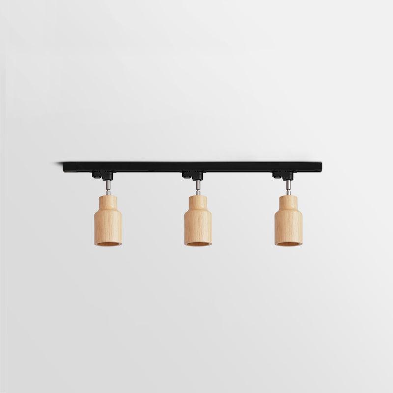 Modern Industrial Track Light - Adjustable Metal and Wood Ceiling Fixture
