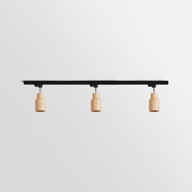 Modern Industrial Track Light - Adjustable Metal and Wood Ceiling Fixture