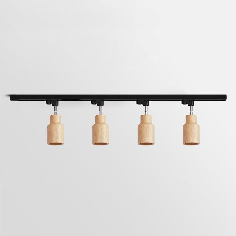 Modern Industrial Track Light - Adjustable Metal and Wood Ceiling Fixture