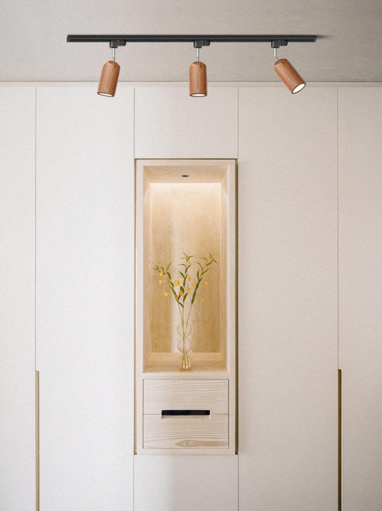 Modern Industrial Track Light - Adjustable Metal and Wood Ceiling Fixture