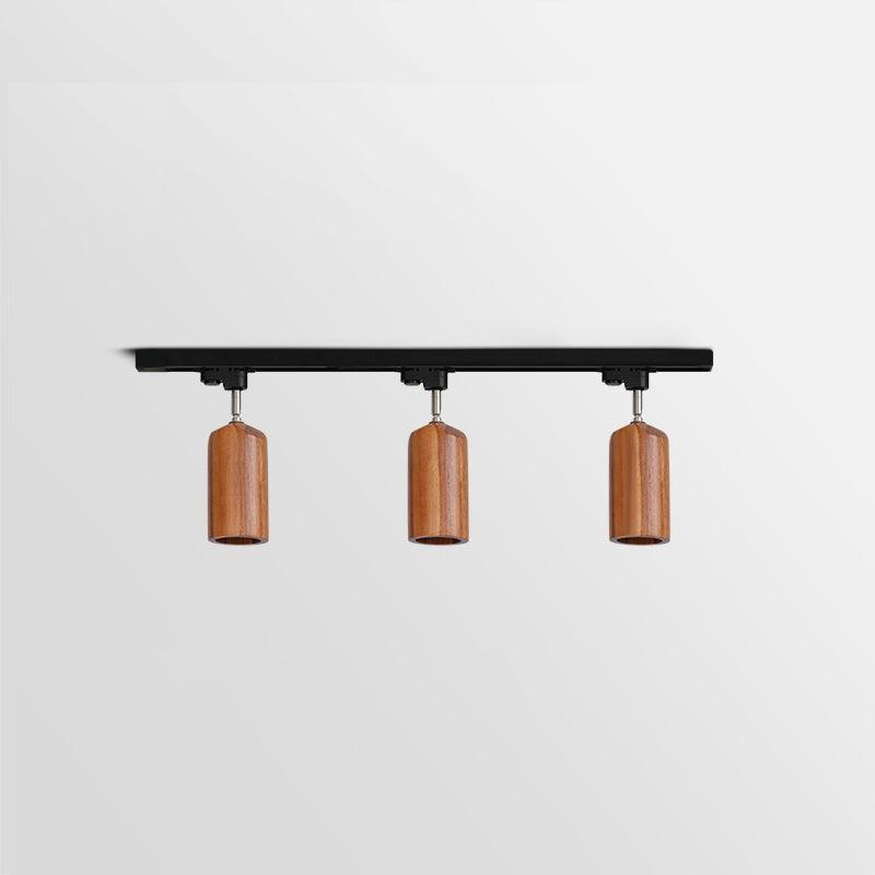 Modern Industrial Track Light - Adjustable Metal and Wood Ceiling Fixture