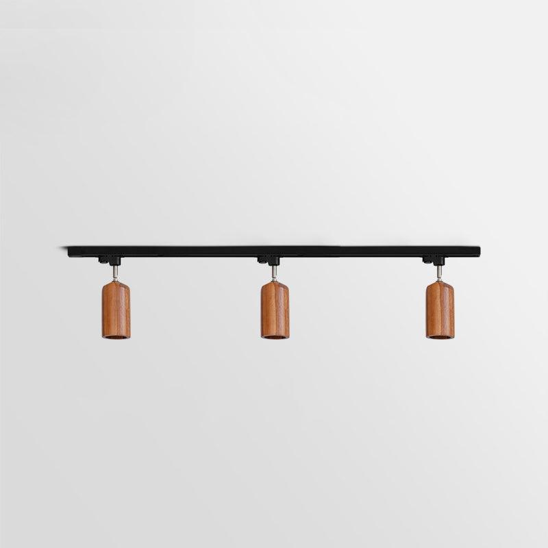 Modern Industrial Track Light - Adjustable Metal and Wood Ceiling Fixture