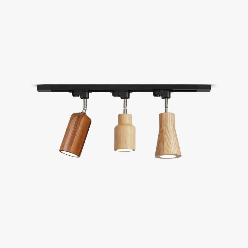Modern Industrial Track Light - Adjustable Metal and Wood Ceiling Fixture
