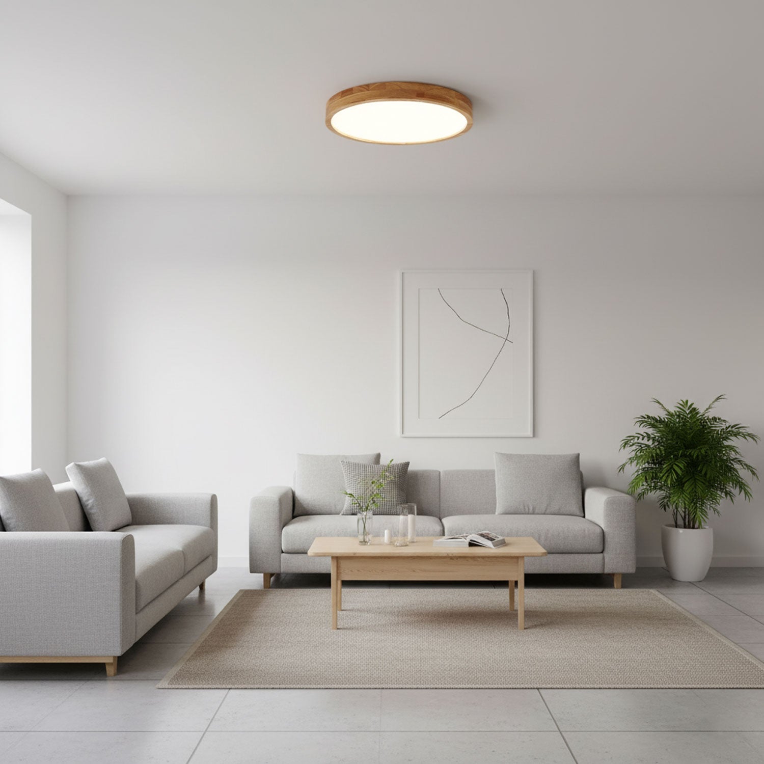 Scandinavian Wooden Ceiling Lamp - Geometric Design Home Lighting