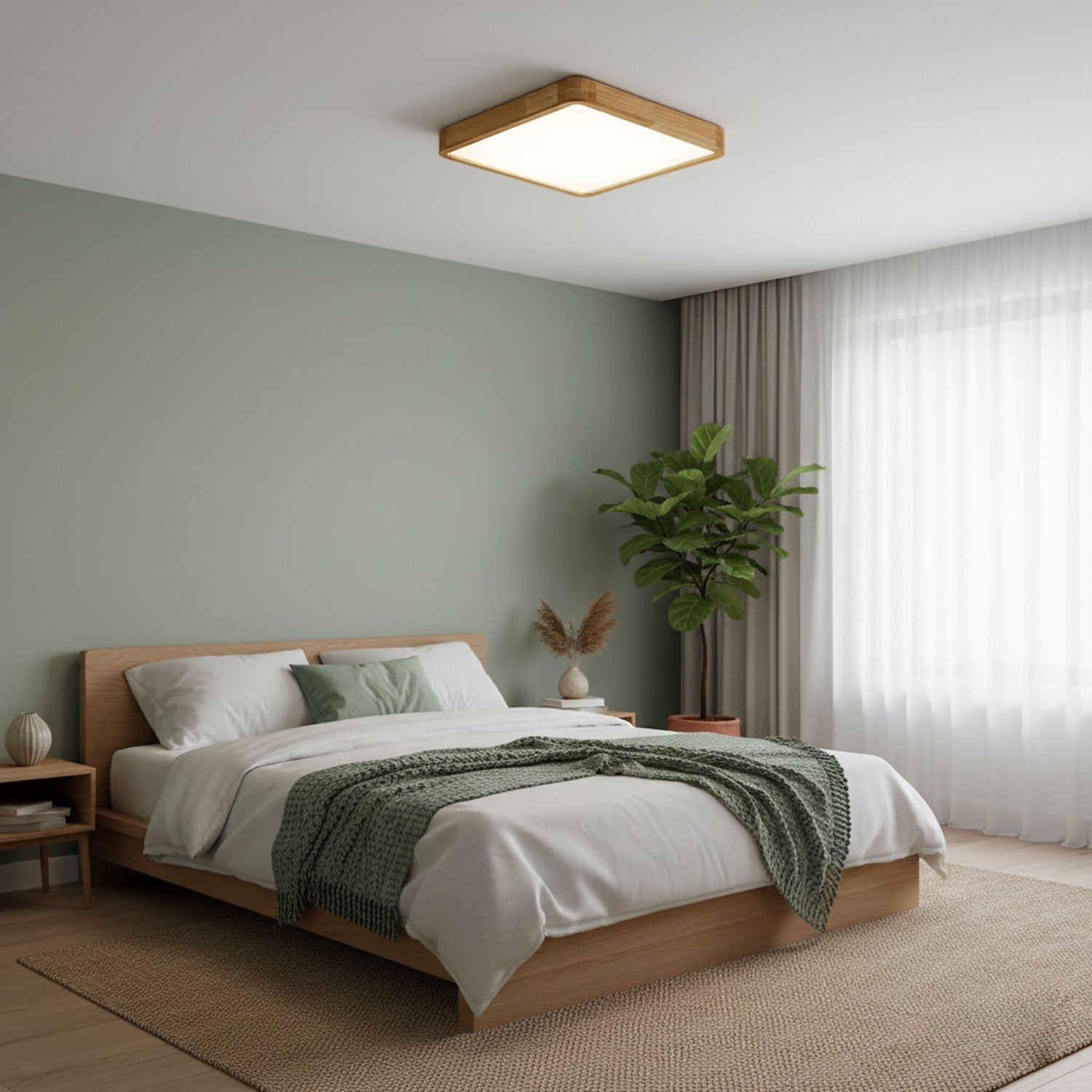 Scandinavian Wooden Ceiling Lamp - Geometric Design Home Lighting