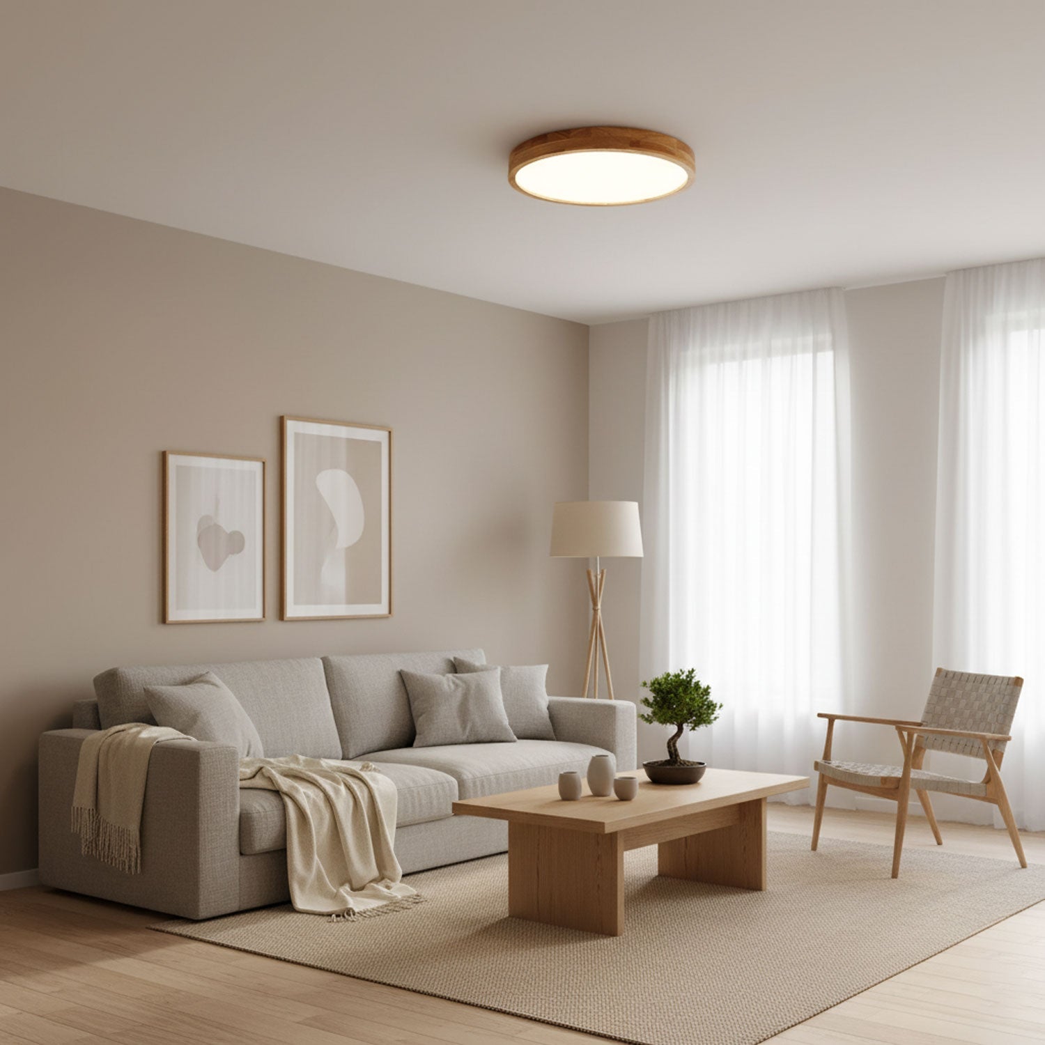 Scandinavian Wooden Ceiling Lamp - Geometric Design Home Lighting