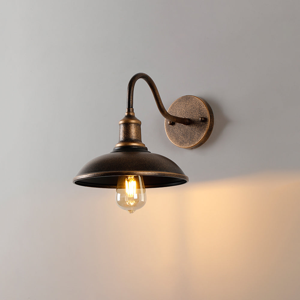 Weather-Resistant Outdoor Bowl Light with Rustic Brass Finish