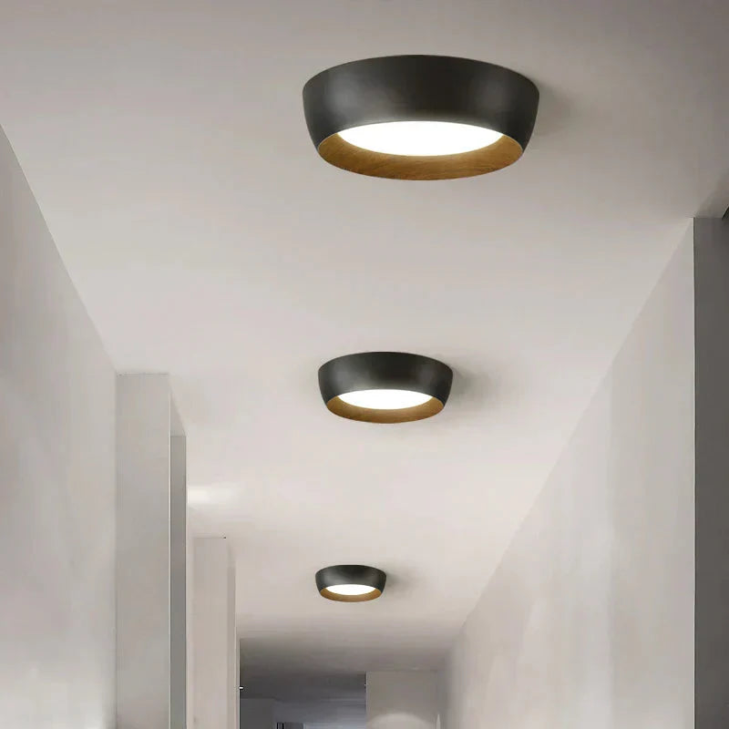 Energy-Saving Japanese LED Ceiling Light | Metal & Wood Blend