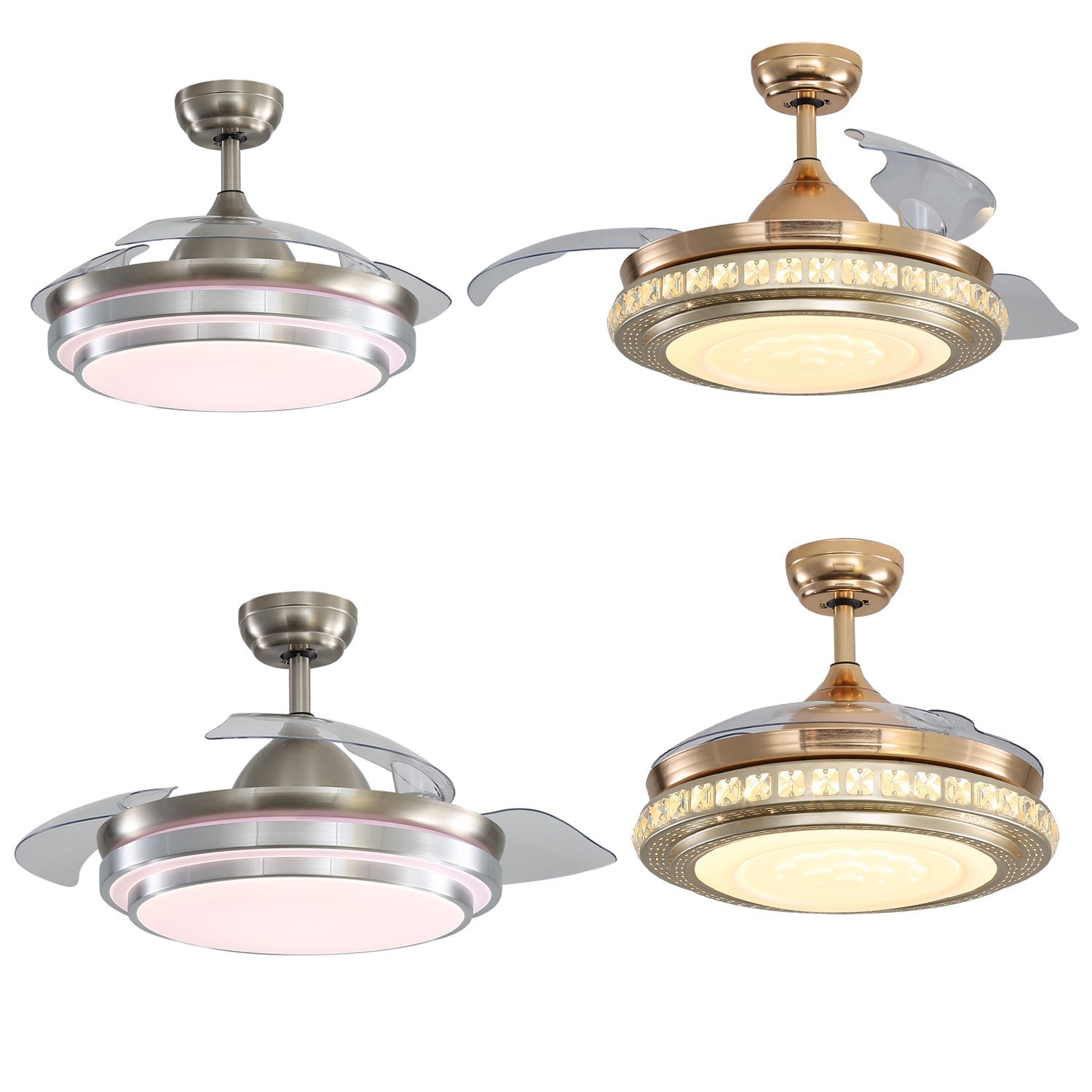 Retractable Ceiling Fan 42" with Dimmable Light & Remote Control - Atelier Dubois Paris