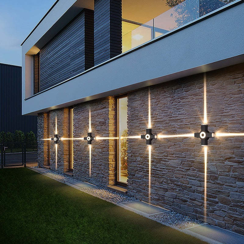 Weatherproof Cross-Form Outdoor Wall Light with Soft White LEDs