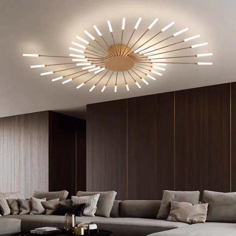 Fireworks Flush-Mount Ceiling Light – Black & Gold Modern Fixture
