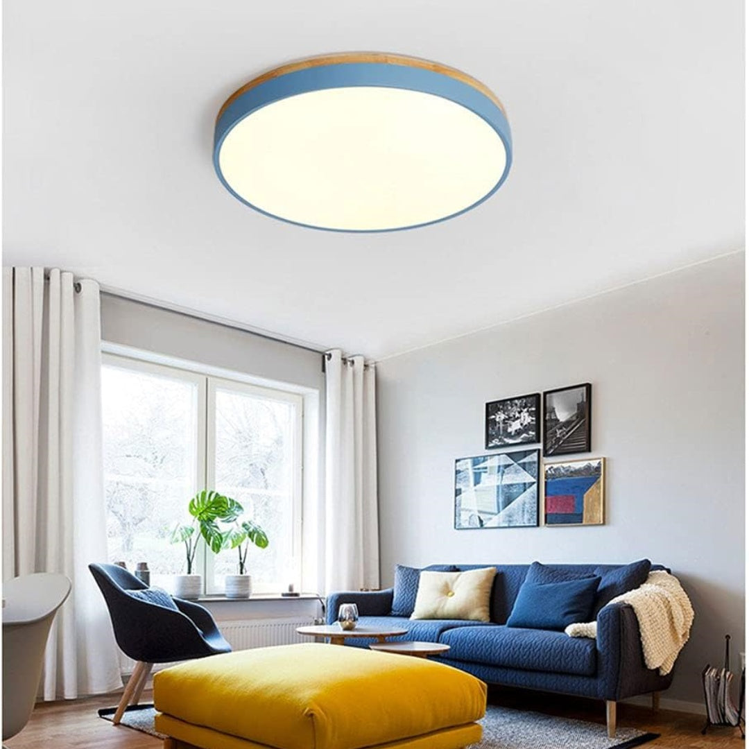 Stylish Wood Ceiling Light with Recessed LED Illumination