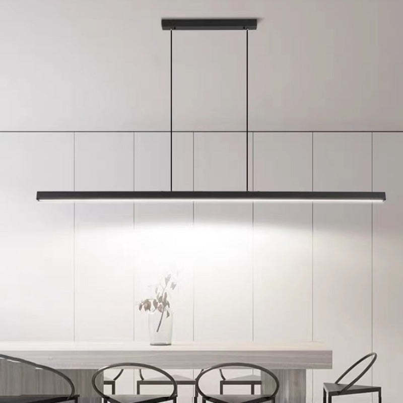 Contemporary Linear Metal Pendant Light – Black/Brown LED Ceiling Lamp