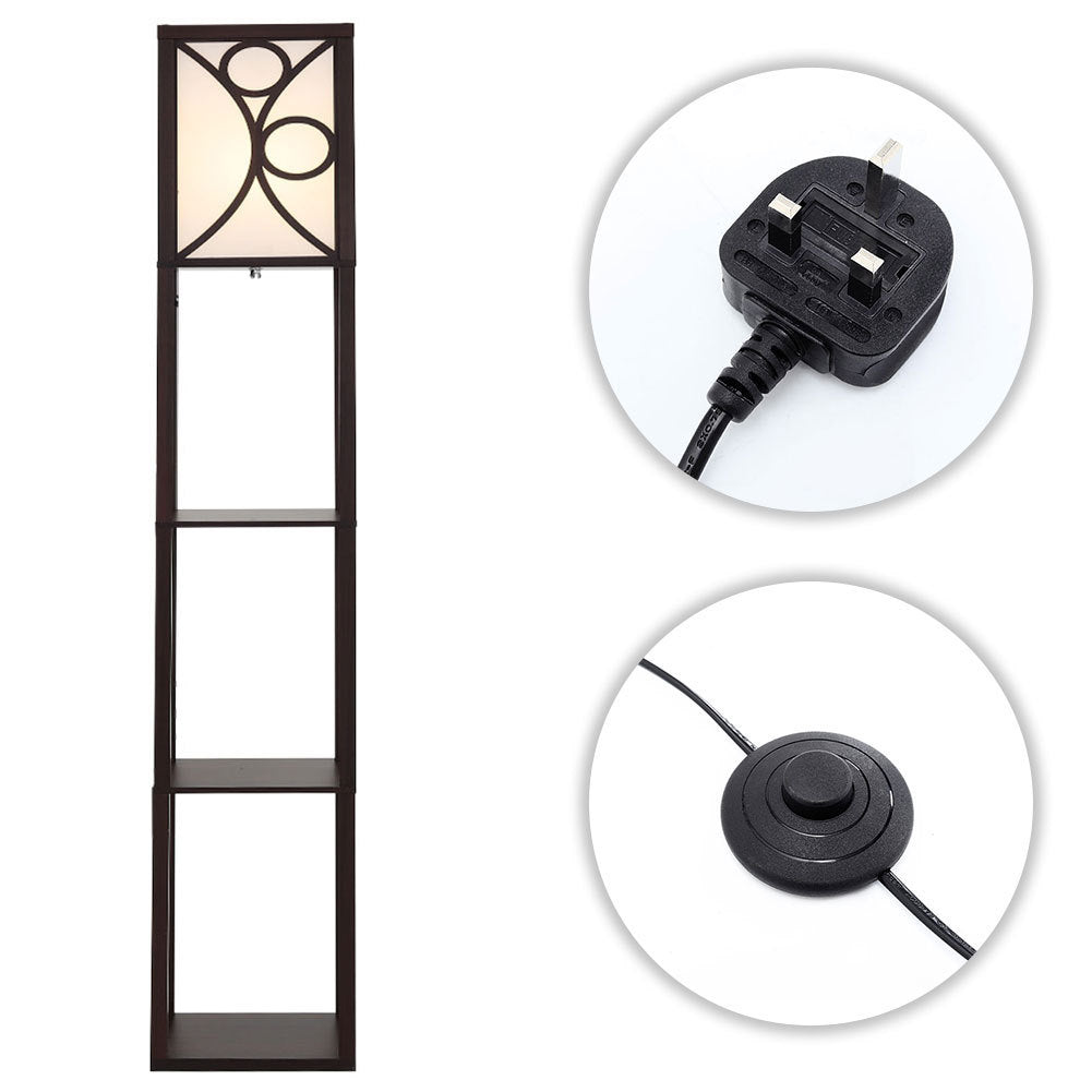 Contemporary Floor Lamp with Three Wooden Shelves