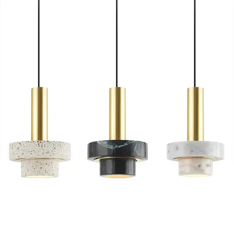 Modern Pendant Lamp – Copper and Volcanic Stone Hanging Light