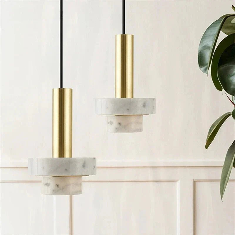 Modern Pendant Lamp – Copper and Volcanic Stone Hanging Light