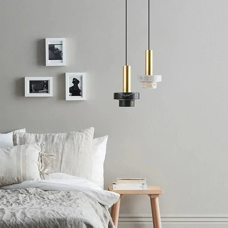 Modern Pendant Lamp – Copper and Volcanic Stone Hanging Light