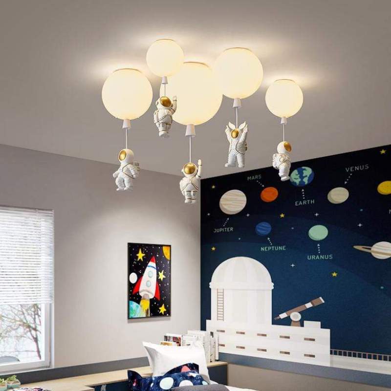 Astronaut Balloon Flush Mount Ceiling Light – Kids’ Room Lighting