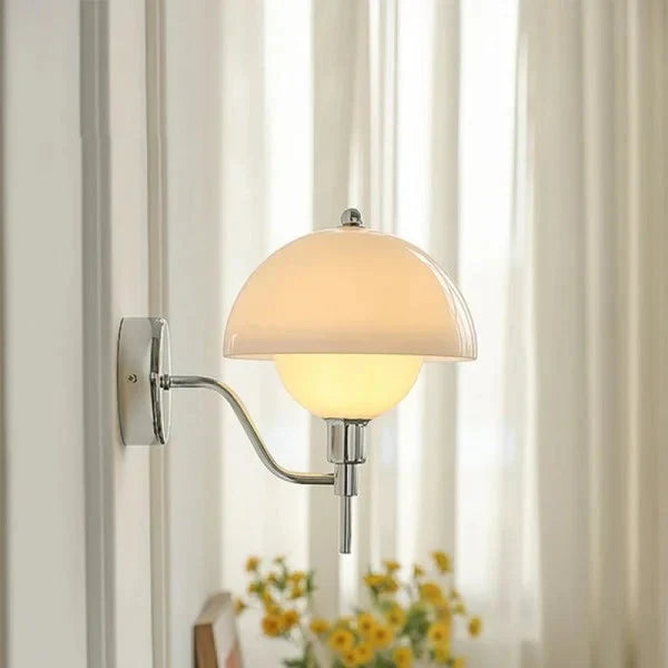 Cream Mushroom-Style Wall Sconce| Minimalist