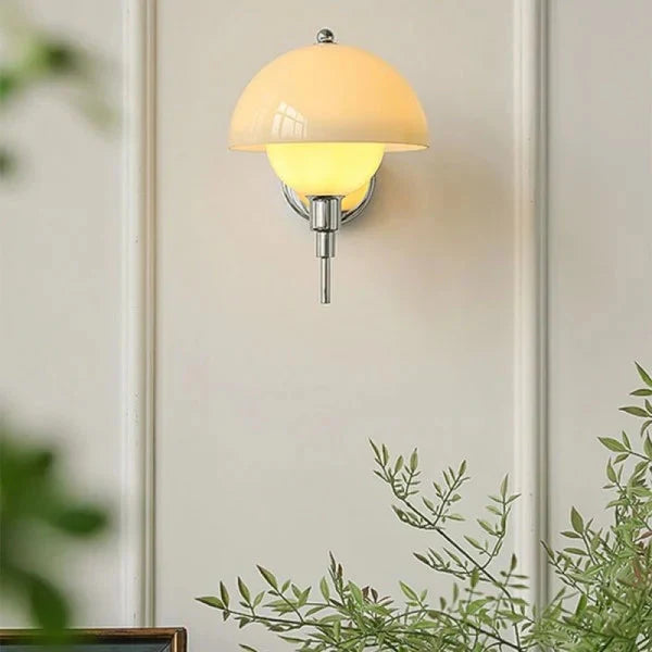 Cream Mushroom-Style Wall Sconce| Minimalist