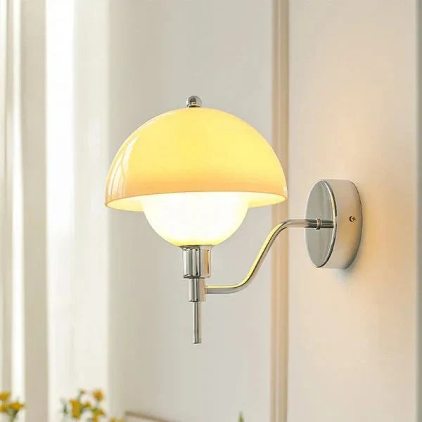 Cream Mushroom-Style Wall Sconce| Minimalist