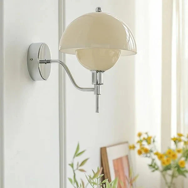Cream Mushroom-Style Wall Sconce| Minimalist
