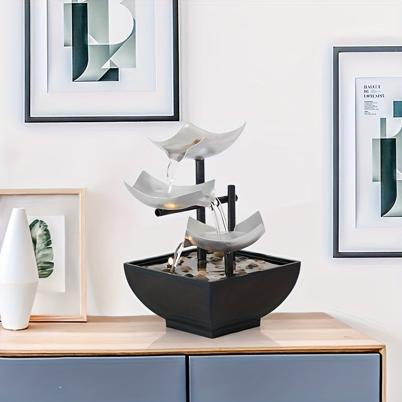 Illuminated Leaf Fountain – Modern Indoor Tabletop