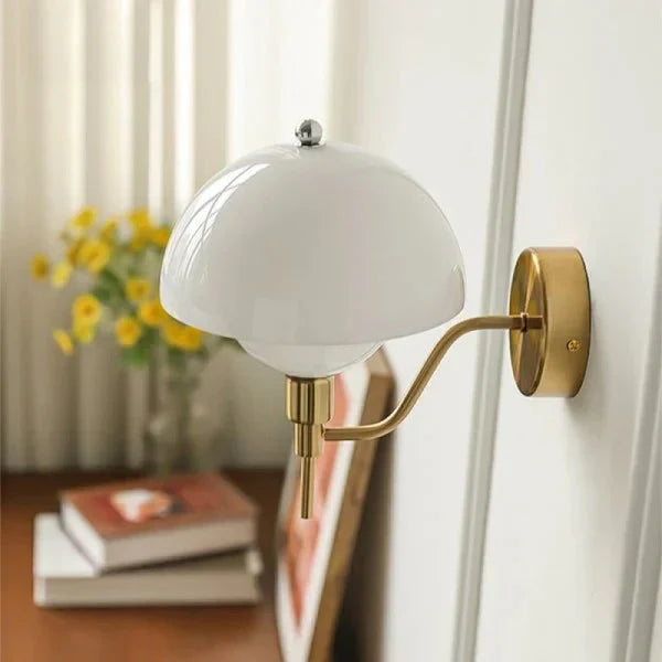 Cream Mushroom-Style Wall Sconce| Minimalist