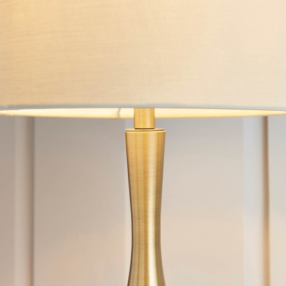 Modern Copper Table Lamp - Classic Fabric Shade