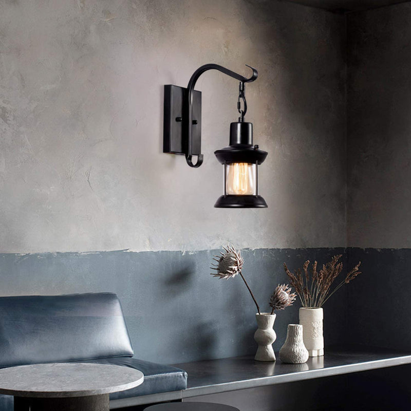 Industrial Plug-In Wall Light – Vintage Sconce with Clear Glass Shade
