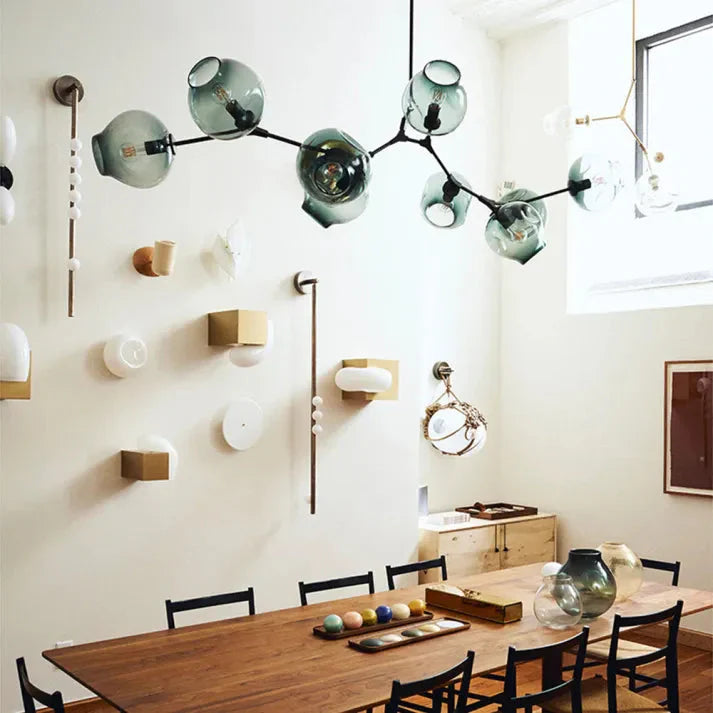 Modern Satellite-Shape Chandelier | Blown Glass Shades Ceiling Light Fixture