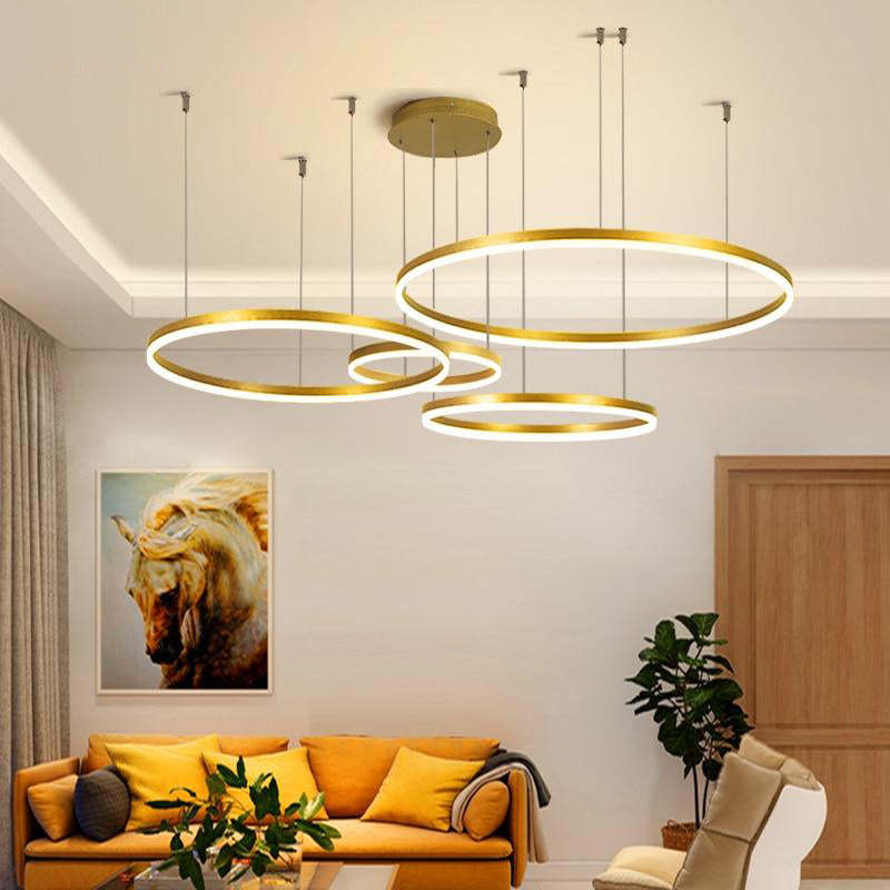 Indoor Metal Pendant Lamp – Sleek Tir-Circle Design with Adjustable Cord