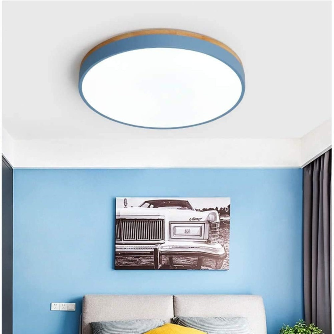 Stylish Wood Ceiling Light with Recessed LED Illumination