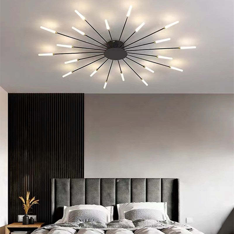Fireworks Flush-Mount Ceiling Light – Black & Gold Modern Fixture