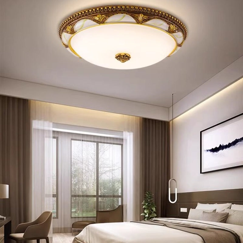 Retro Flush Mount Ceiling Light – Antique-Inspired Brass Finish