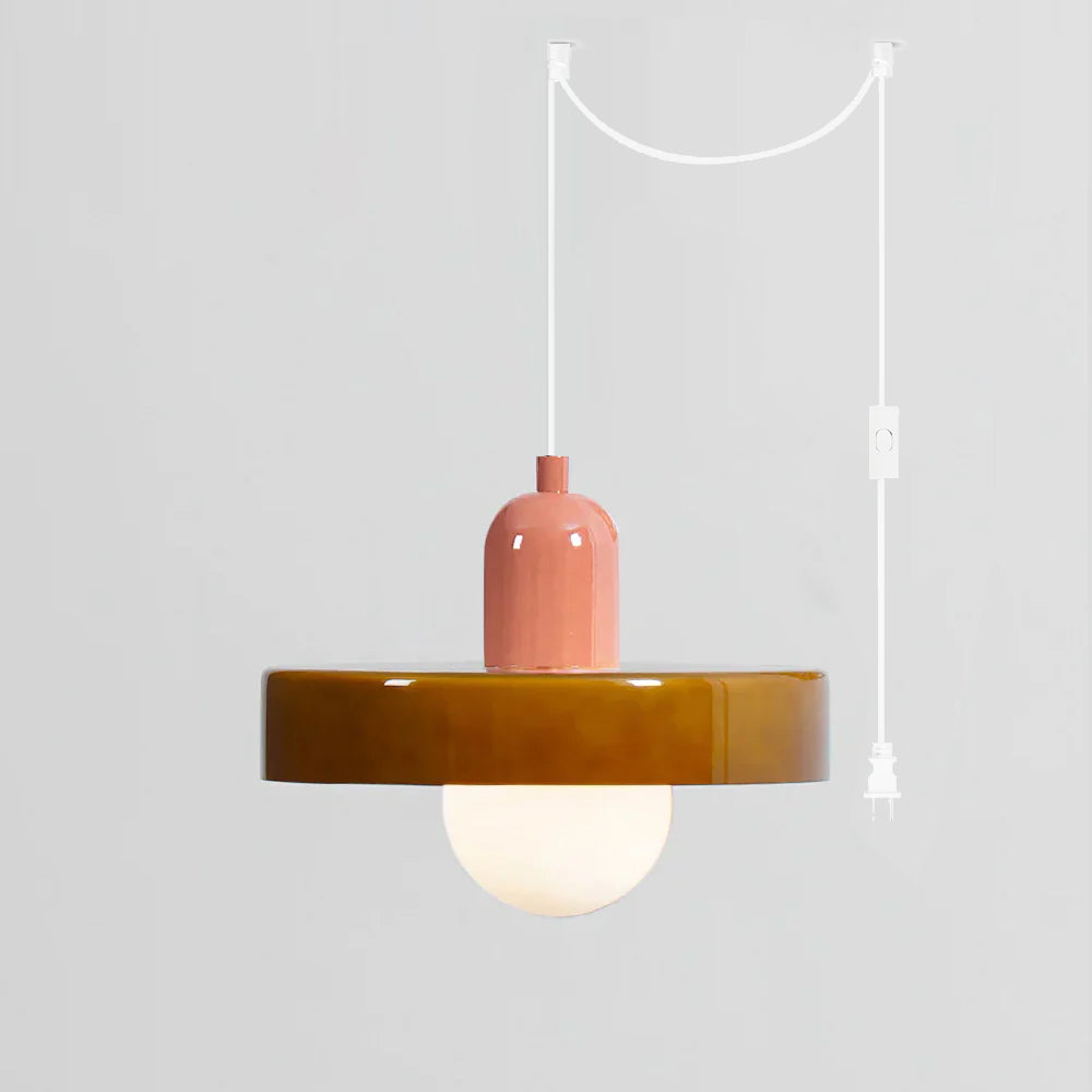 Colourful Disc Orb Plug-in Pendant Light – Lighting Fixture in 6 Colours