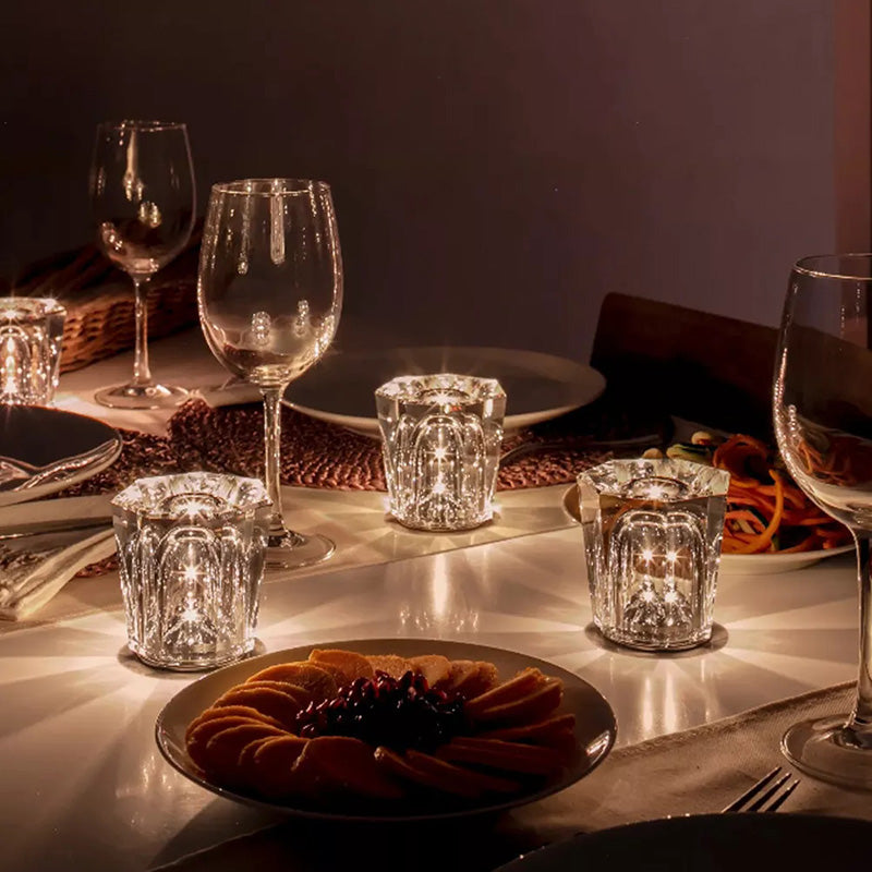 Wireless Crystal Wine Glass Table Lamp | Rechargable Table Light