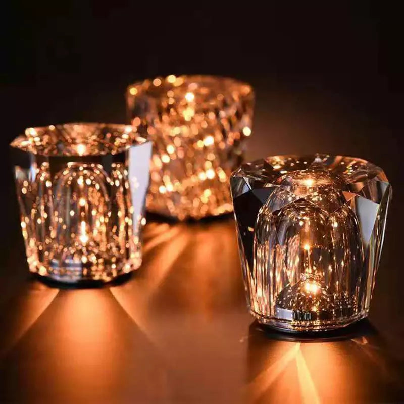 Wireless Crystal Wine Glass Table Lamp | Rechargable Table Light