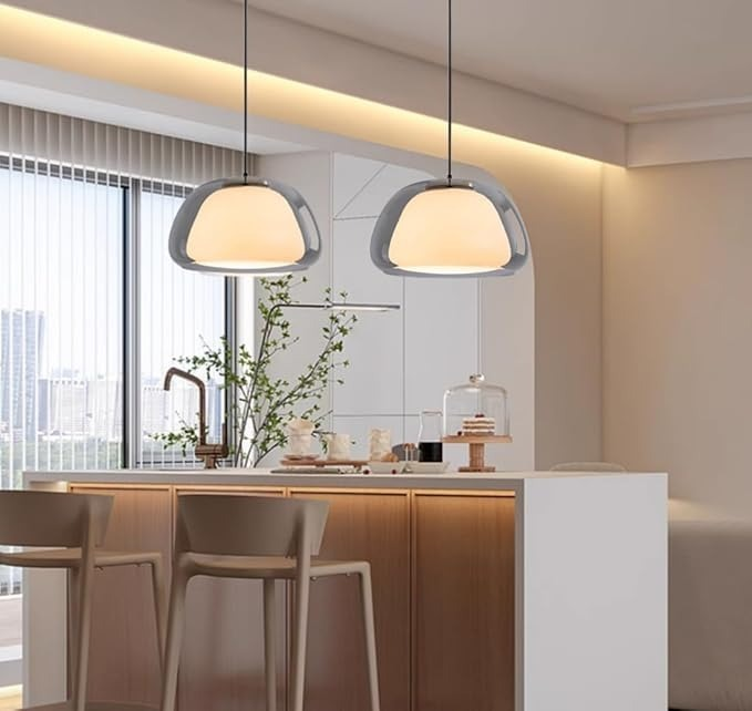 Jelly-Shaped Pendant Lamp | Milk Glass Shade