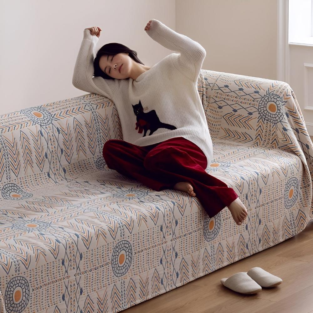 Reversible Layered Cotton Throw Blanket