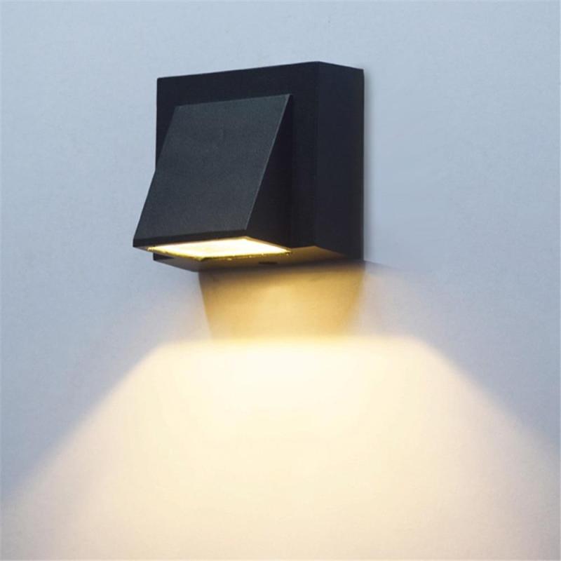 Contemporary Black Metal LED Outdoor Wall Light