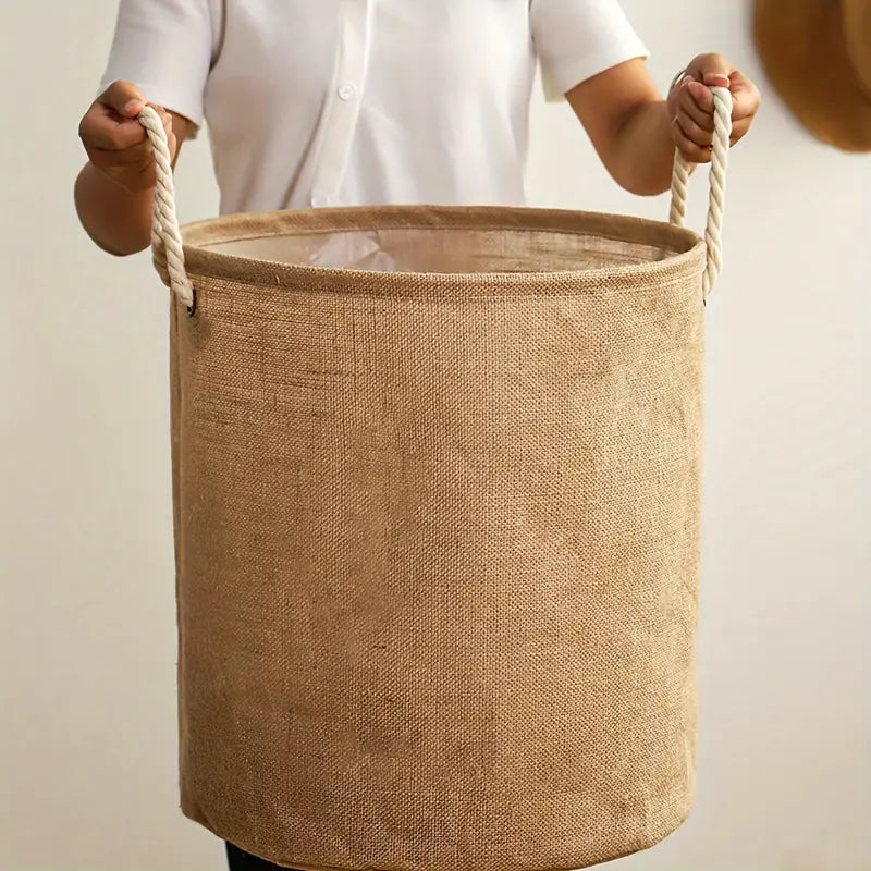 Moisture Resistant Foldable Laundry Basket | Cotton-Linen Blend