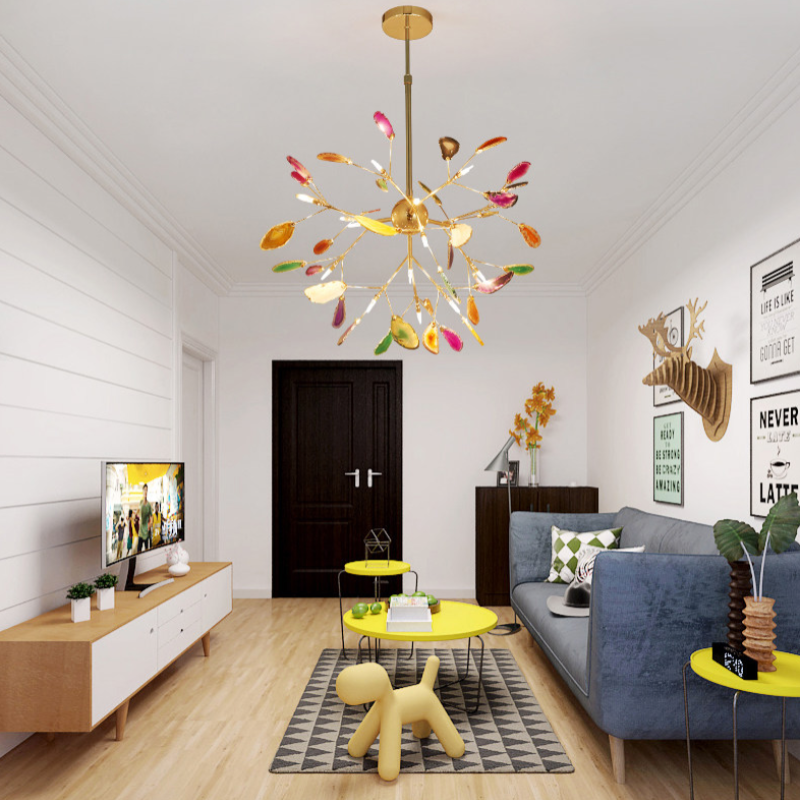 Colourful LED Nordic Chandelier – Modern Metal Ceiling Light