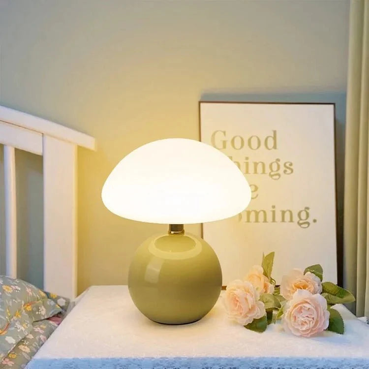 Mushroom-Shaped Lamp in Creamy White | Bedside Lamp