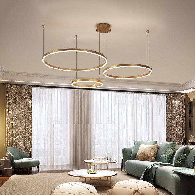 Indoor Metal Pendant Lamp – Sleek Tir-Circle Design with Adjustable Cord