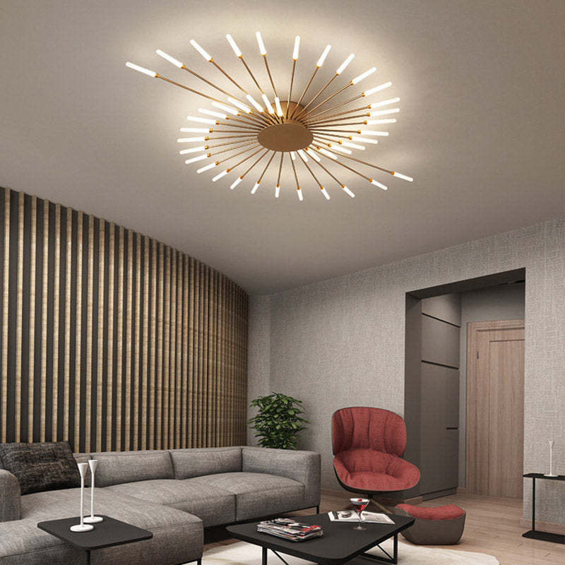Fireworks Flush-Mount Ceiling Light – Black & Gold Modern Fixture