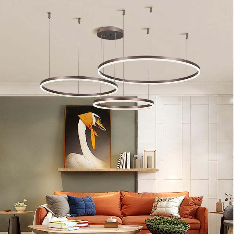 Indoor Metal Pendant Lamp – Sleek Tir-Circle Design with Adjustable Cord